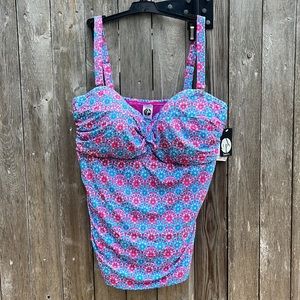 CURVE by Sunsets Stained Glass Iconic Twist Tankini Top,Size 18 DD/E,NWT